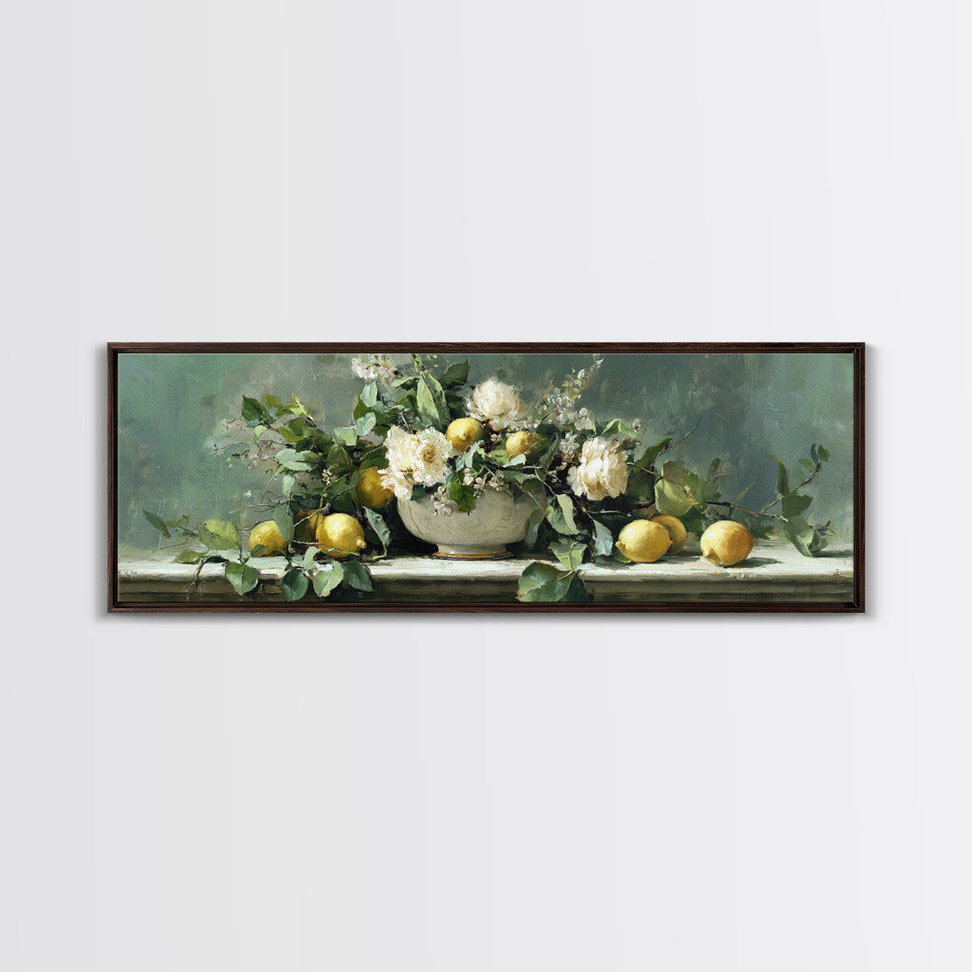 Fresh Citrus and Mint Still Life Framed Canvas Print, Dental Office Art, Medical Office Art, Office Decor, Fine Art, Calm, DOA-3x1-23