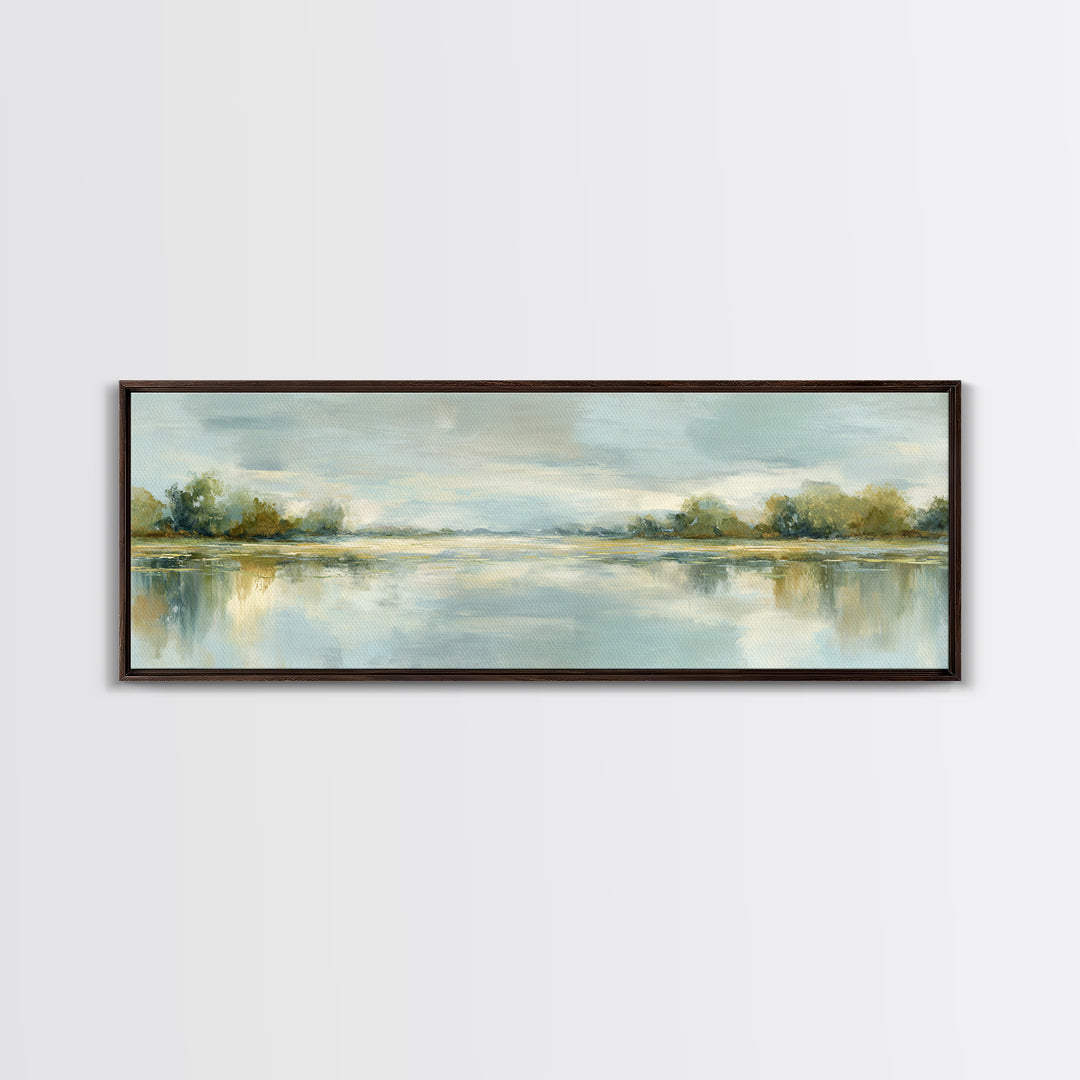 Sunlit Lake with Calming Reflections Canvas Print, Dental Office Art, Gallery Decor, Office Decor, Calm, Minimalist Decor, DOA-3x1-31