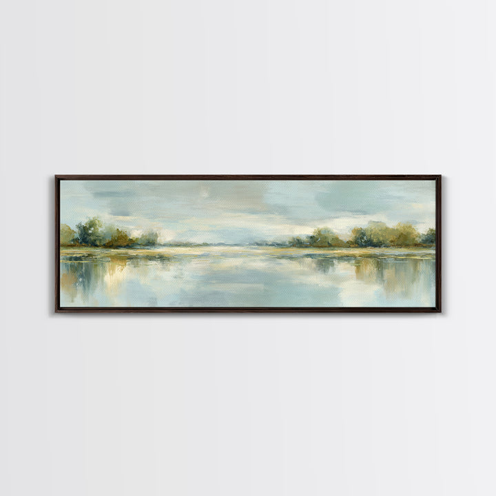Sunlit Lake with Calming Reflections Canvas Print, Dental Office Art, Gallery Decor, Office Decor, Calm, Minimalist Decor, DOA-3x1-31