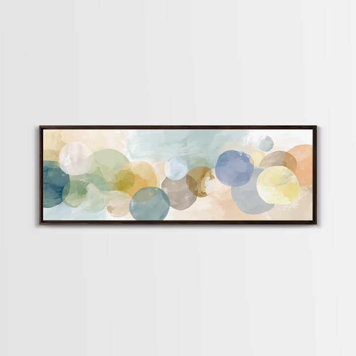 Simple Rainbow Pastel Shapes for Children Framed Canvas Print, Dental Office Art, Office Decor, Abstract Art, Calm, DOA-3x1-37
