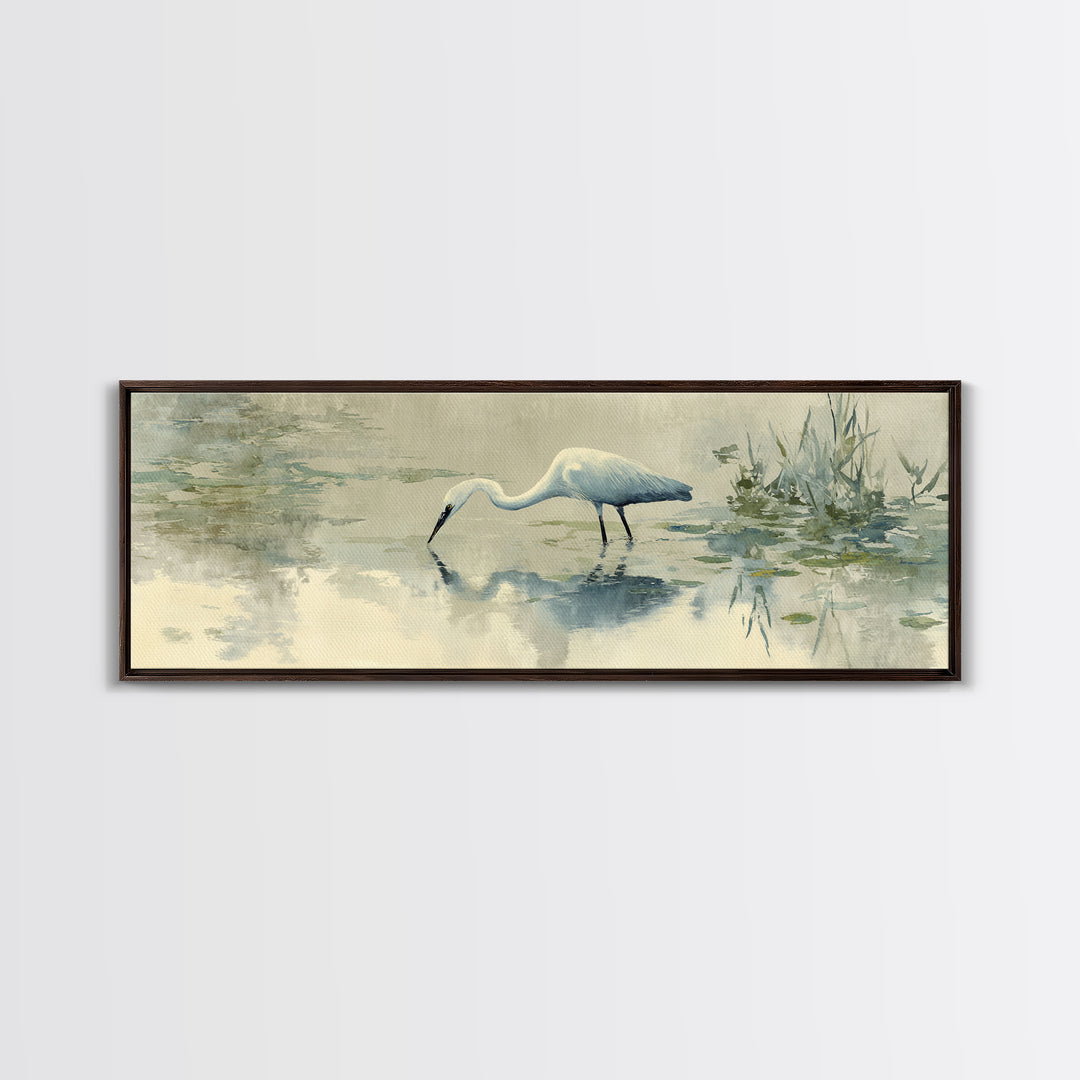 Blue Heron by Calm Marsh Water Canvas Print, Dental Office Art, Office Decor, Fine Art, Calm, Art Print, Room Decor, DOA-3x1-39