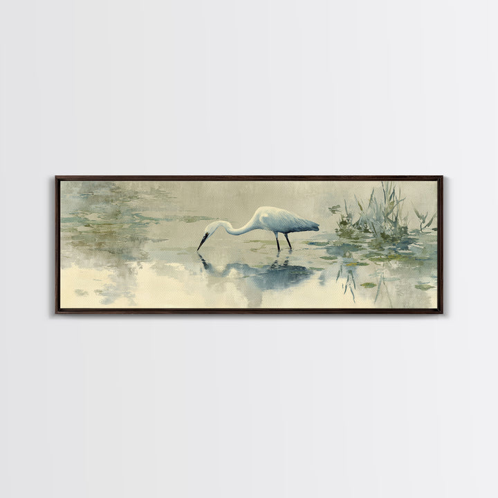 Blue Heron by Calm Marsh Water Canvas Print, Dental Office Art, Office Decor, Fine Art, Calm, Art Print, Room Decor, DOA-3x1-39