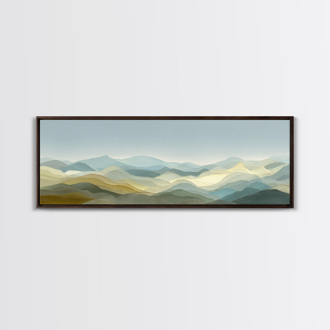 Gentle Mountain Landscape Framed Canvas Print, Dental Office Art, Medical Office Art, Office Decor, Fine Art, Calm, DOA-3x1-44
