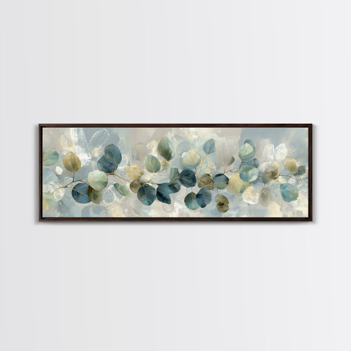 Soft Botanical Eucalyptus Print for Clean Atmosphere Framed Canvas Print, Dental Office Art, Wall Art, Office Decor, Calm, DOA-3x1-67