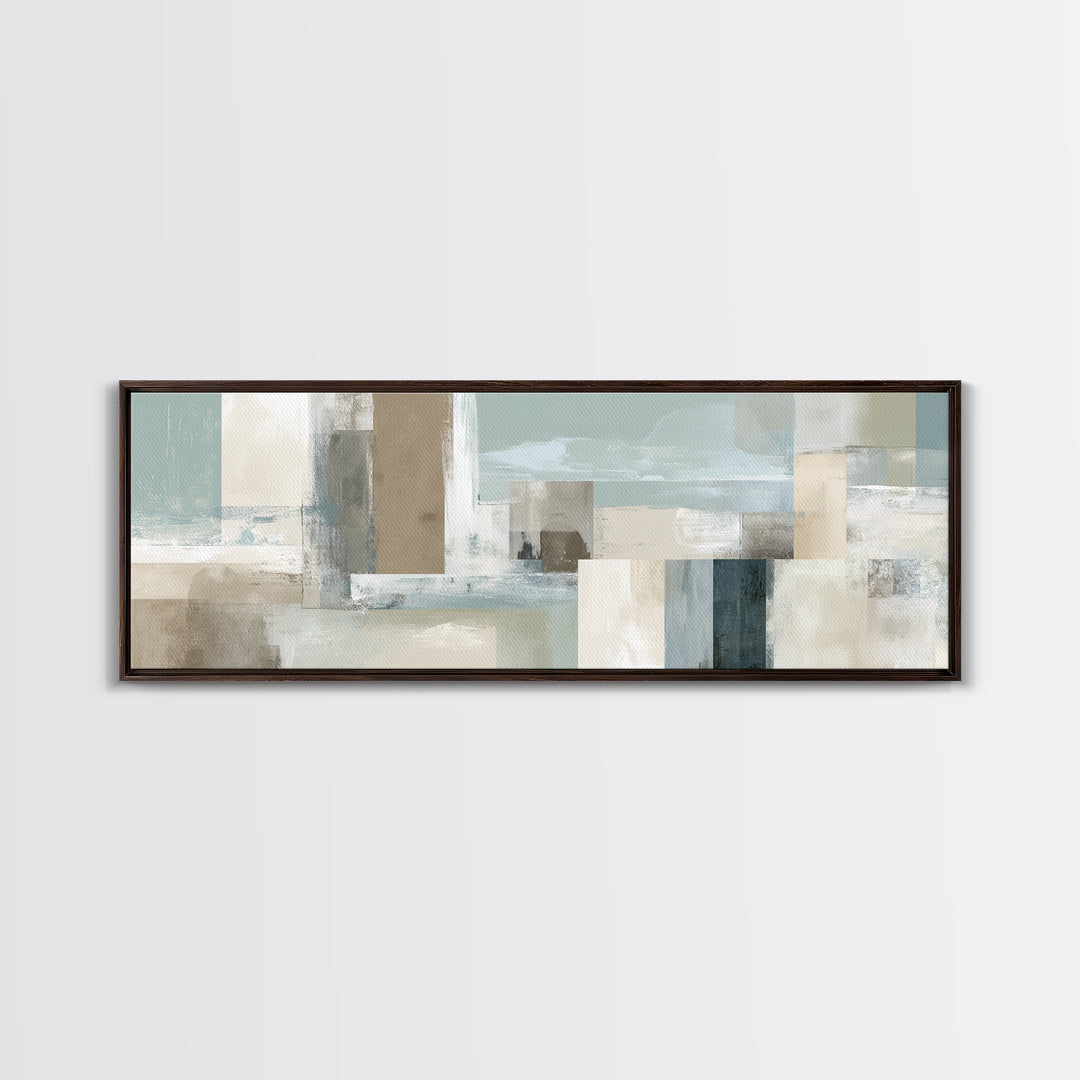 Clean Geometric Art Framed Canvas Print, Dental Office Art, Textured Painting, Office Decor, Calm, Room Decor Aesthetic, DOA-3x1-72