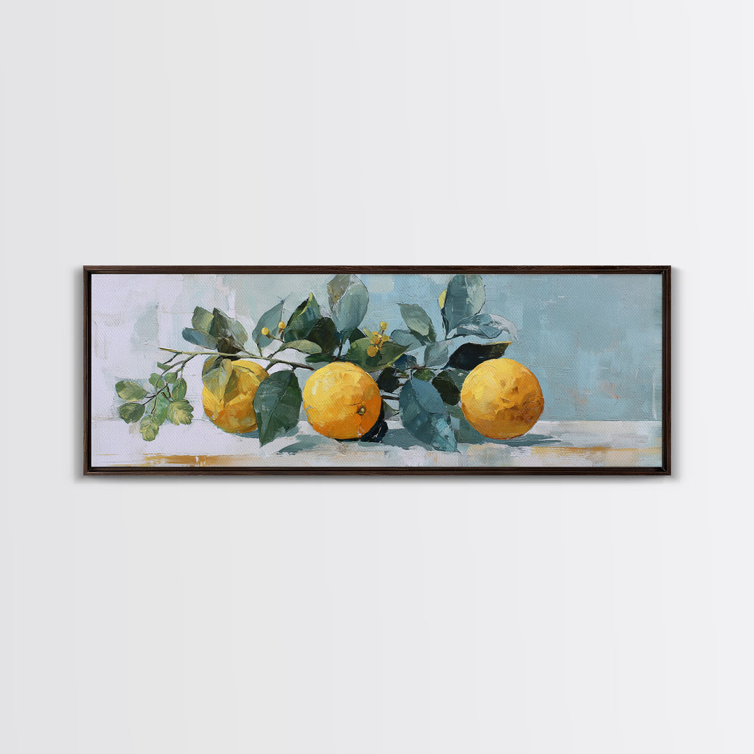 Fresh Citrus and Mint Still Life Canvas Print, Dental Office Art, Printable Digital, Office Decor, Oil Painting, Calm, DOA-3x1-95