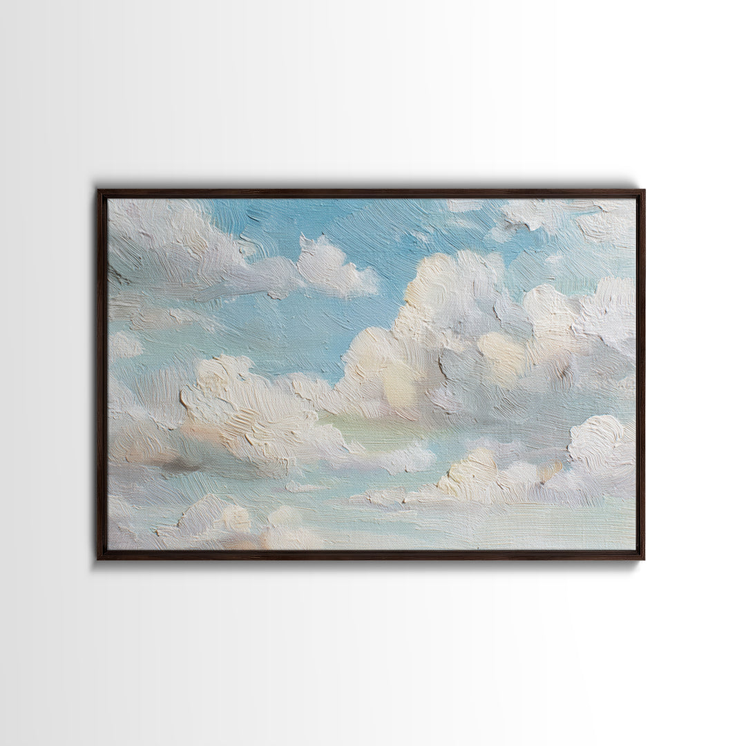 Peaceful Clouds over Open Meadow Framed Canvas Print, Dental Office Art, Wall Art, Office Decor, Calm, Dental Office Decor, DOA-3x2-13