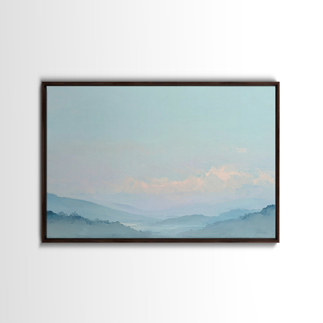 Soft Gradient Sunrise Framed Canvas Print, Dental Office Art, Textured Painting, Office Decor, Calm, Room Decor Aesthetic, DOA-3x2-24