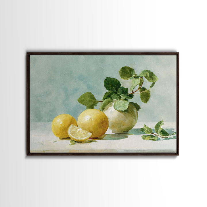 Fresh Citrus and Mint Still Life Framed Canvas Print, Dental Office Art, Office Decor, Calm, Medical Art, Medical Office Decor, DOA-3x2-35