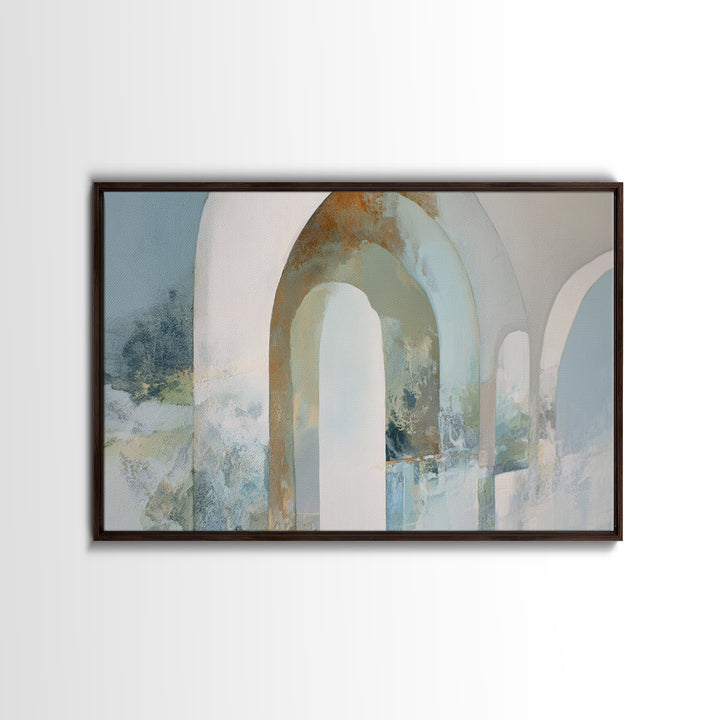 Light Scandinavian Abstract Arches Framed Canvas Print, Dental Office Art, Minimalist Wall Art, Office Decor, Fine Art, Calm, DOA-3x2-69