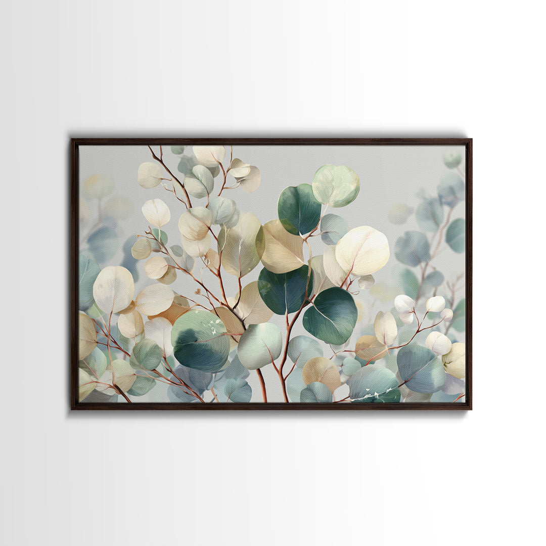 Soft Botanical Eucalyptus Print for Clean Atmosphere Framed Canvas Print, Dental Office Art, Dental Gift, Office Decor, Calm, DOA-3x2-7