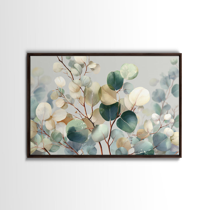 Soft Botanical Eucalyptus Print for Clean Atmosphere Framed Canvas Print, Dental Office Art, Dental Gift, Office Decor, Calm, DOA-3x2-7