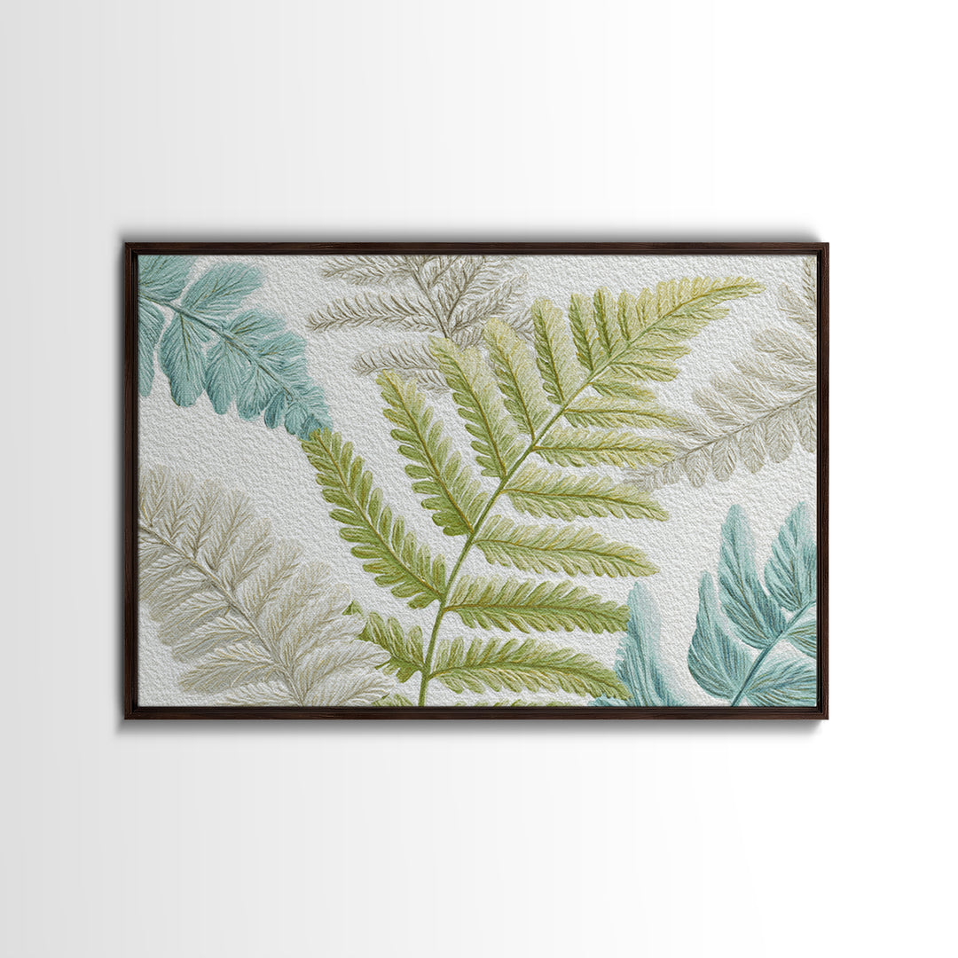 Botanical Fern Study Framed Canvas Print, Dental Office Art, Room Decor, Office Decor, Fine Art, Calm, Minimalist Wall Art, DOA-3x2-71