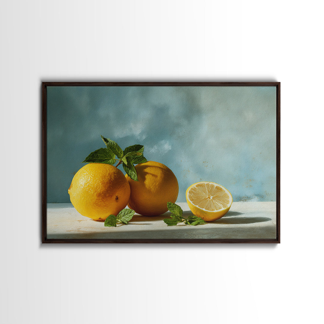Fresh Citrus and Mint Still Life Canvas Print, Dental Office Art, Printable Digital, Office Decor, Calm, Neutral Decor, DOA-3x2-83
