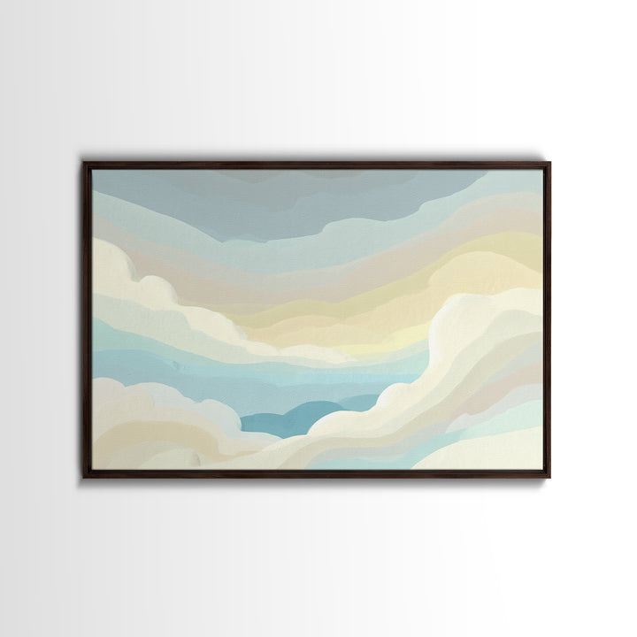 Simple Rainbow Pastel Shapes for Children Framed Canvas Print, Dental Office Art, Digital Artwork, Office Decor, Abstract Art, DOA-3x2-97