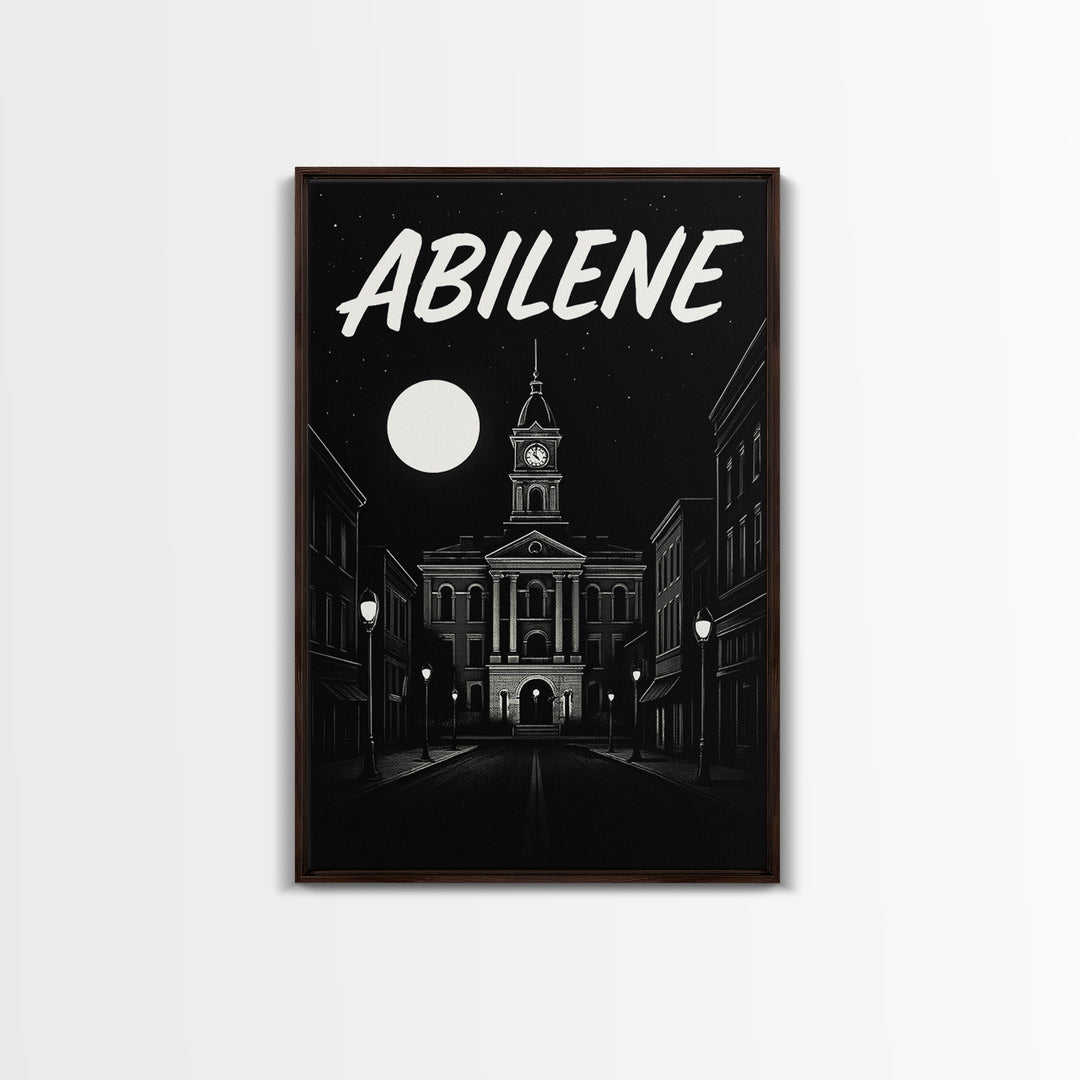 Abilene Travel Poster, Canvas Print, Black And White Travel Art, Abilene Poster Print, Home Office Decor, Retro Travel Print, Art Print