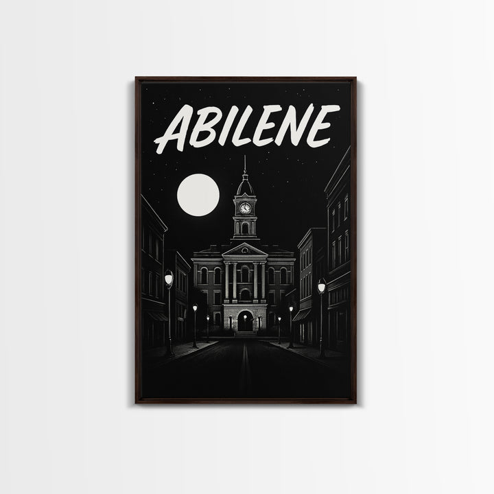 Abilene Travel Poster, Canvas Print, Black And White Travel Art, Abilene Poster Print, Home Office Decor, Retro Travel Print, Art Print