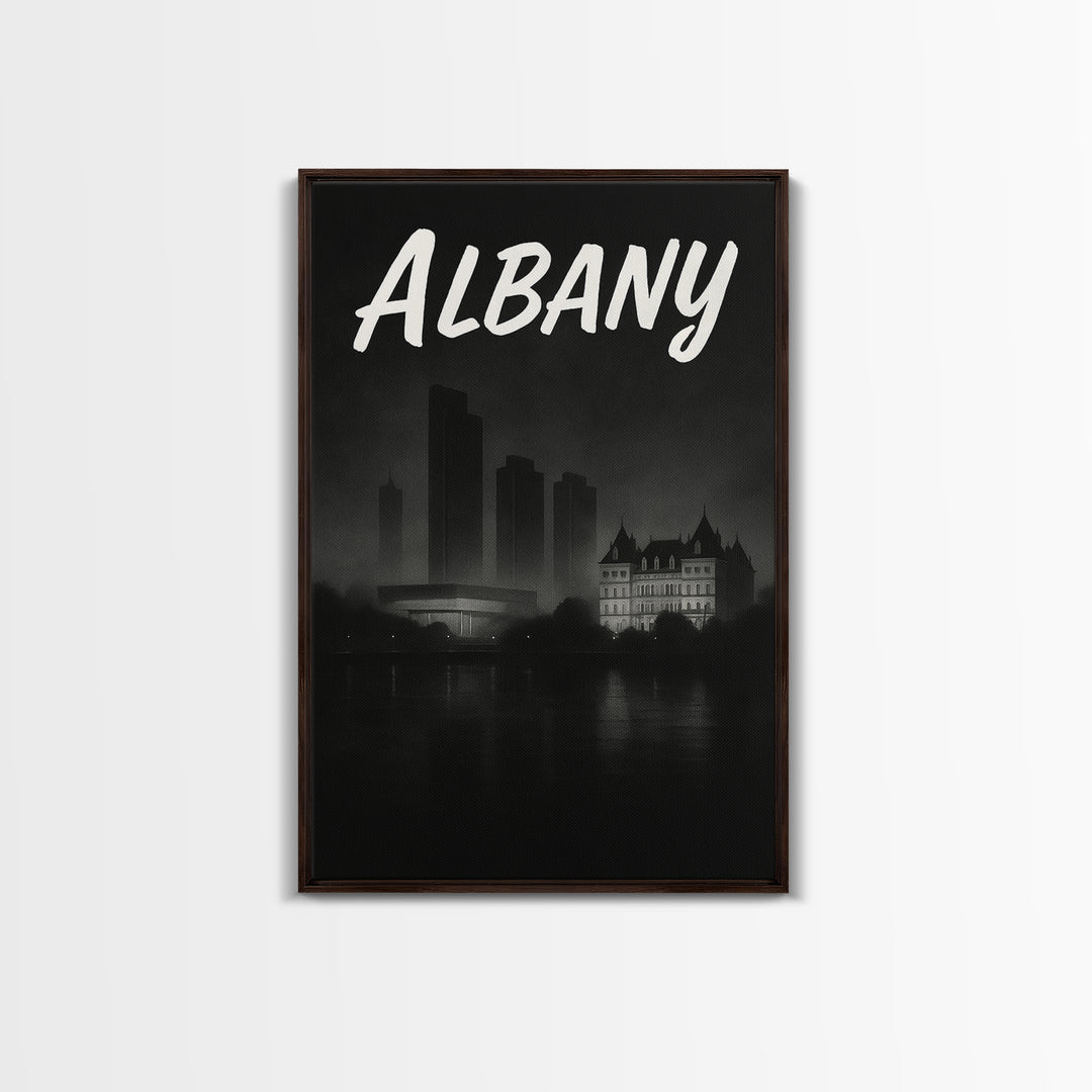 Albany New York Travel Poster, Canvas Print, Night Street Poster Art, Albany Poster Print, Travel Wall Decor, Wanderlust Decor, Wall Decor