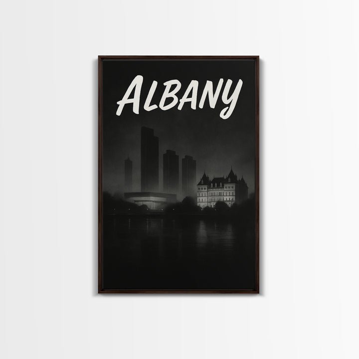 Albany New York Travel Poster, Canvas Print, Night Street Poster Art, Albany Poster Print, Travel Wall Decor, Wanderlust Decor, Wall Decor