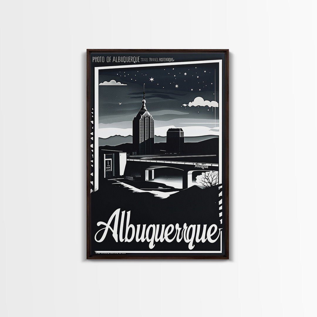 Albuquerque New Mexico Travel Poster, Canvas Print, Night Street Poster Art, Albuquerque City Art, Gift For Travelers, Home Office Decor