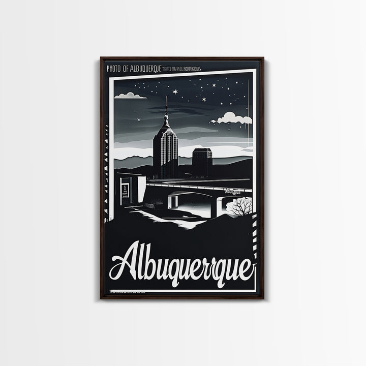 Albuquerque New Mexico Travel Poster, Canvas Print, Night Street Poster Art, Albuquerque City Art, Gift For Travelers, Home Office Decor