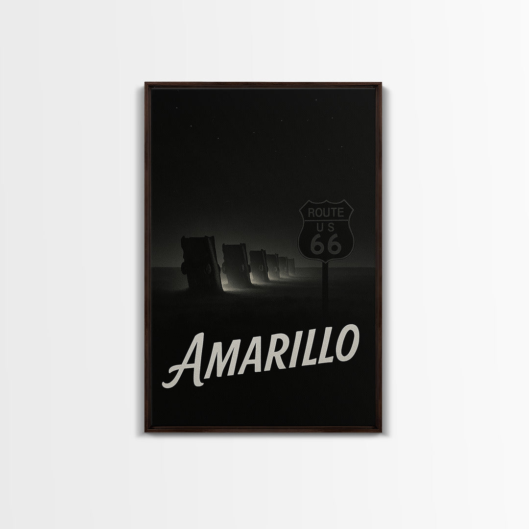 Amarillo Texas Travel Poster, Canvas Print, Night Street Poster Art, Amarillo City Art, City Art Print, Vintage City Art, Retro Travel Print