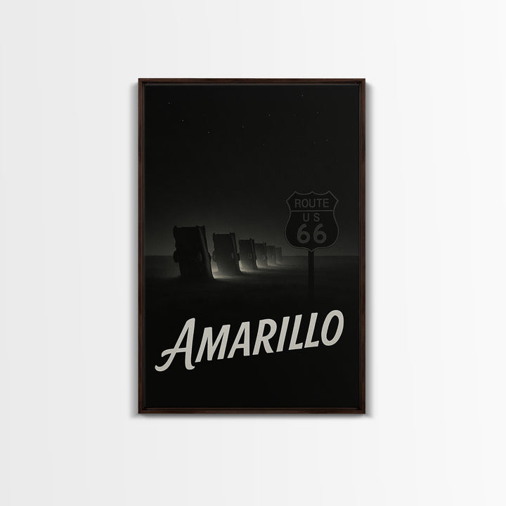 Amarillo Texas Travel Poster, Canvas Print, Night Street Poster Art, Amarillo City Art, City Art Print, Vintage City Art, Retro Travel Print