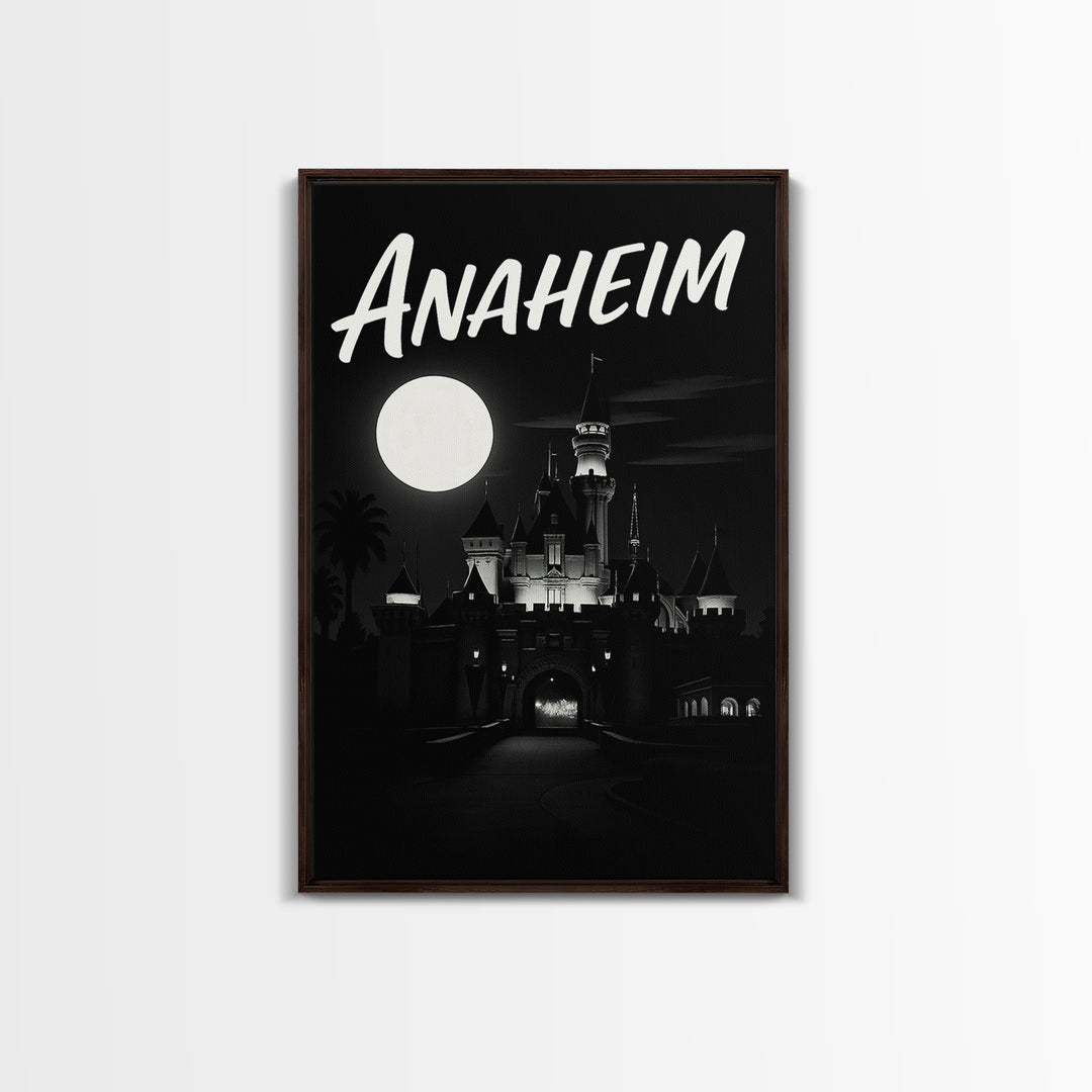 Anaheim California Travel Poster, Canvas Print, Black And White Travel Art, Anaheim Wall Art, Gift For Travelers, Retro Travel Print
