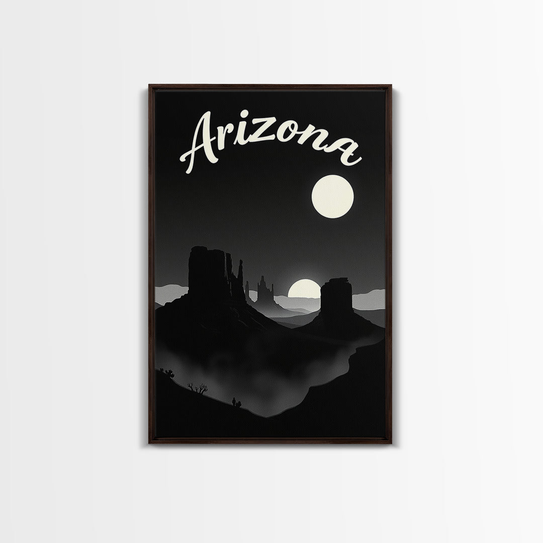 Arizona Travel Poster, Framed Canvas Print, Vintage Noir Poster Art, Arizona Wall Art, Travel Wall Art, Mid Century Wall Art, Design 5