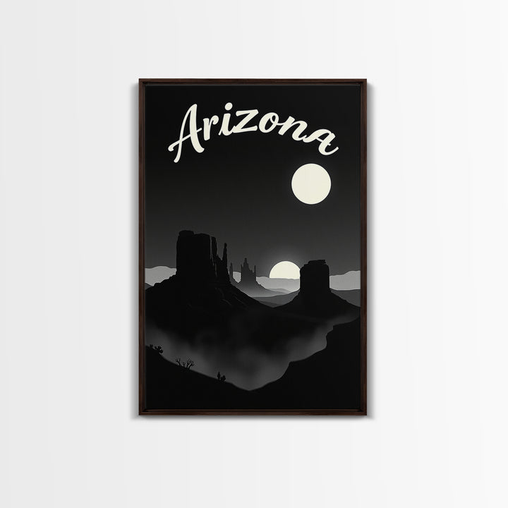 Arizona Travel Poster, Framed Canvas Print, Vintage Noir Poster Art, Arizona Wall Art, Travel Wall Art, Mid Century Wall Art, Design 5