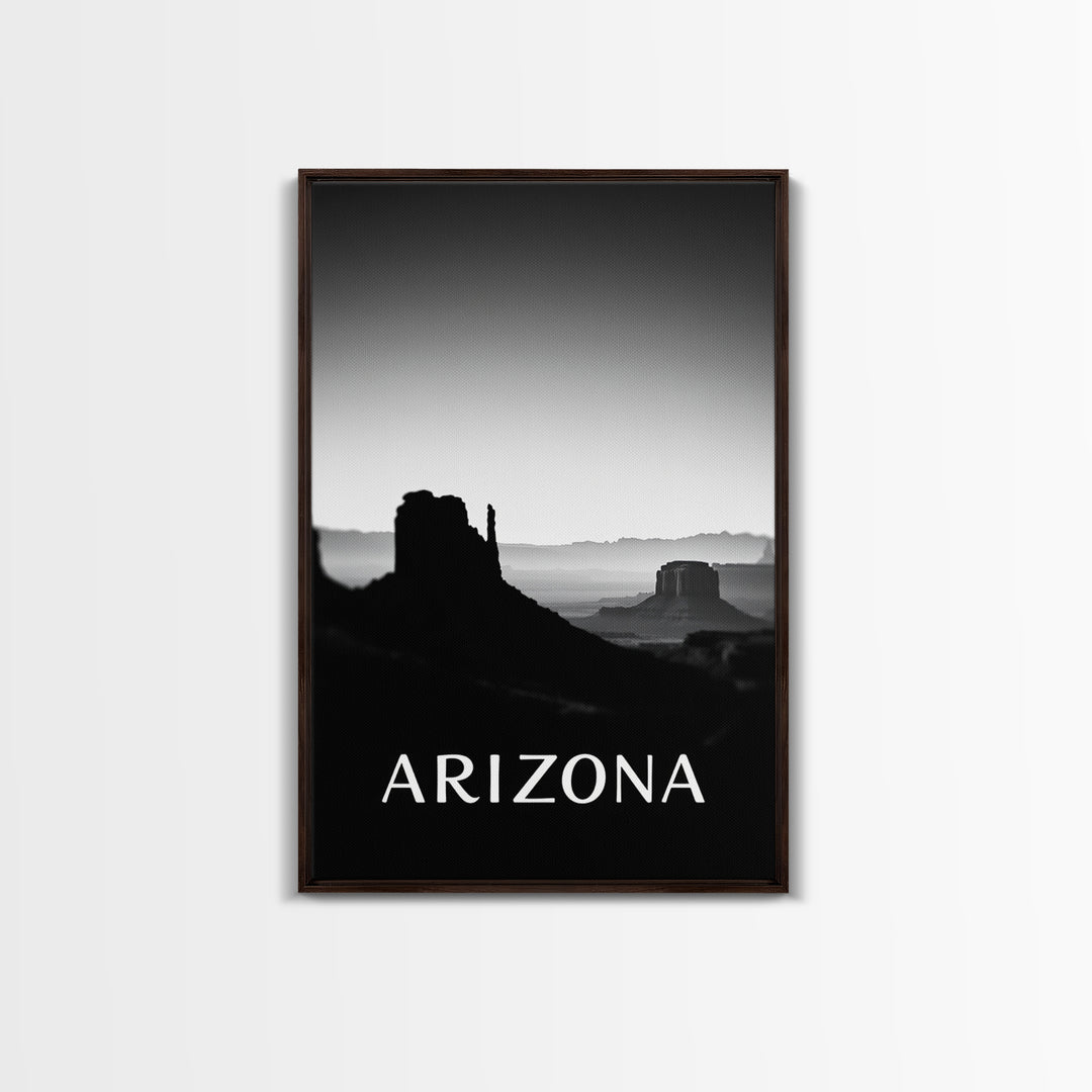 Arizona Travel Poster, Framed Canvas Print, Dark Moody City Wall Art, Arizona Travel Art, Home Office Decor, Travel Poster Art