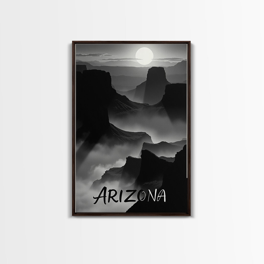 Arizona Travel Poster, Canvas Print, Black And White Travel Art, Arizona City Art, Travel Art, Watercolor Urban Skyline, Travel Print