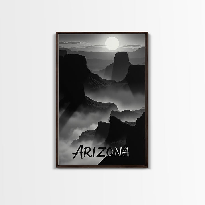 Arizona Travel Poster, Canvas Print, Black And White Travel Art, Arizona City Art, Travel Art, Watercolor Urban Skyline, Travel Print