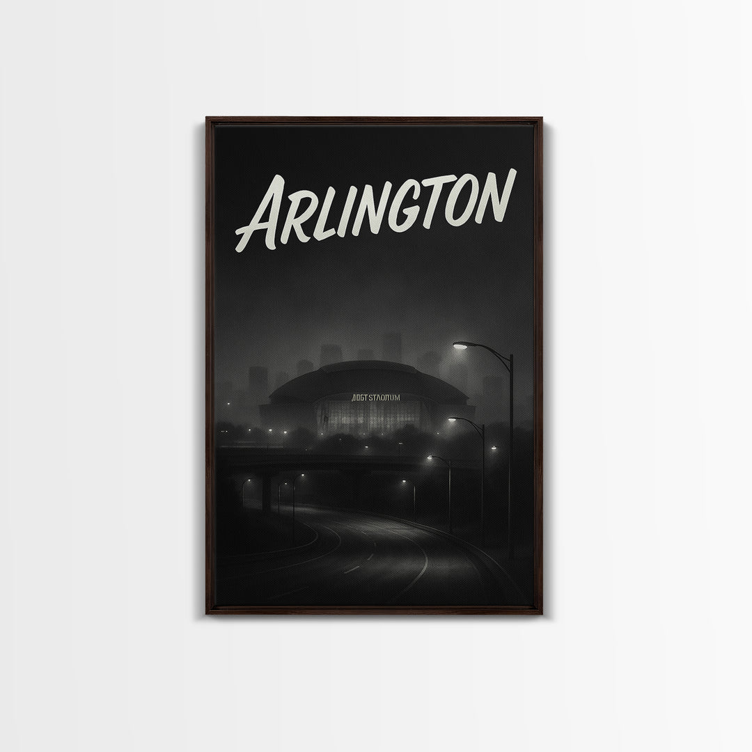 Arlington Travel Poster, Framed Canvas Print, Black And White Travel Art, Arlington Poster Print, Wanderlust Decor, Travel Poster Art