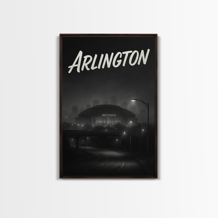 Arlington Travel Poster, Framed Canvas Print, Black And White Travel Art, Arlington Poster Print, Wanderlust Decor, Travel Poster Art