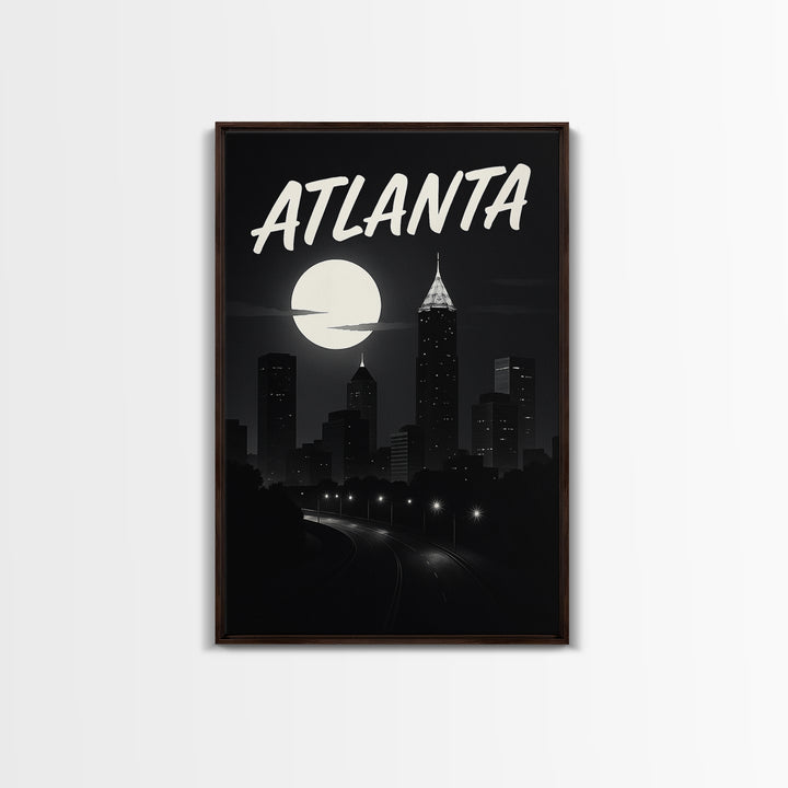 Atlanta Georgia Travel Poster, Canvas Print, Dark Moody City Wall Art, Atlanta Print, Travel Wall Art, Travel Poster Set, Office Decor