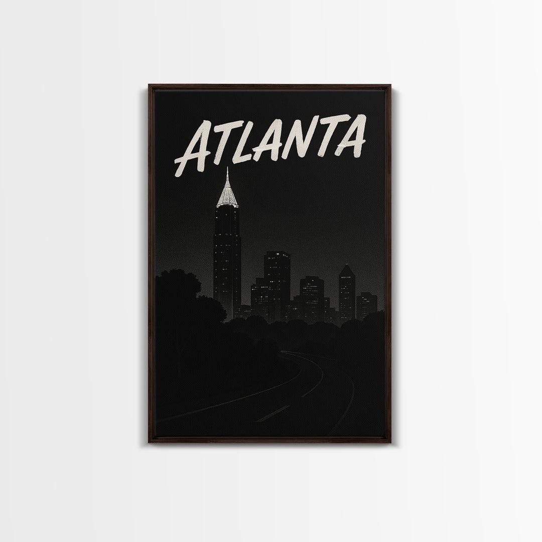 Atlanta Travel Poster, Canvas Print, Night Street Poster Art, Atlanta City Art, Travel Art Print, Travel Poster Set, Living Room Wall Art