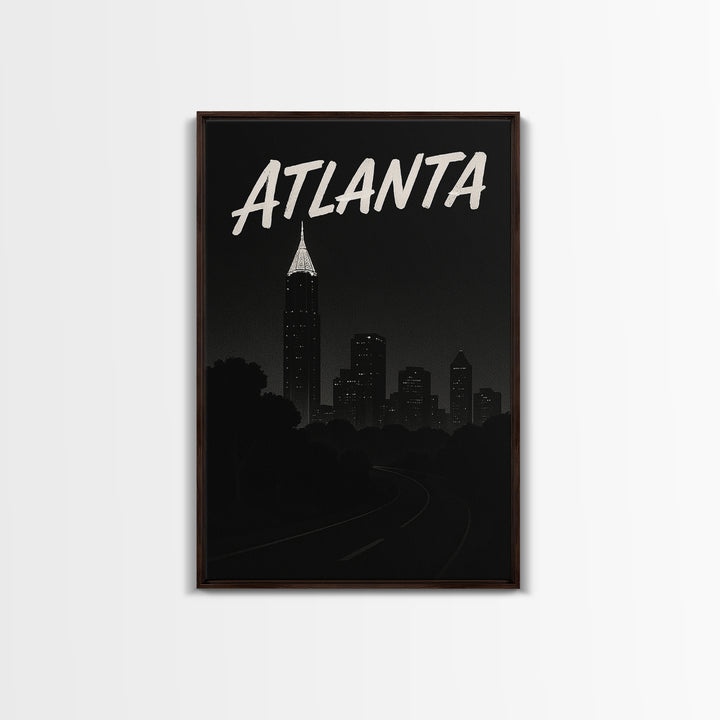 Atlanta Travel Poster, Canvas Print, Night Street Poster Art, Atlanta City Art, Travel Art Print, Travel Poster Set, Living Room Wall Art