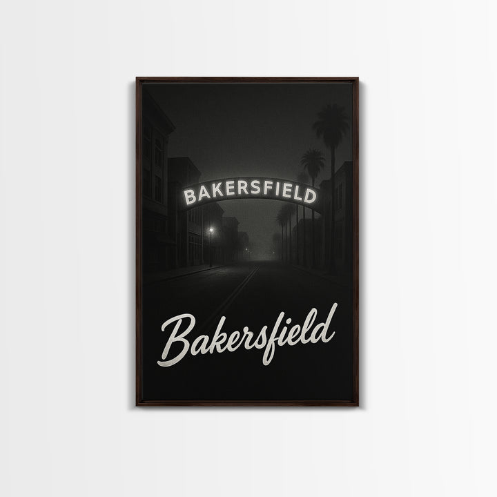 Bakersfield Travel Poster, Canvas Print, Vintage Noir Poster Art, Bakersfield Art Print, Travel Poster Set, City Travel Prints