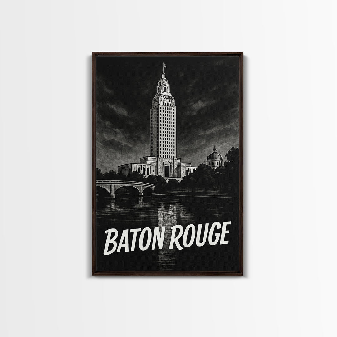 Baton Rouge Travel Poster, Canvas Print, Vintage Noir Poster Art, Baton Rouge City Art, City Art Print, Retro Travel Print, Poster Art