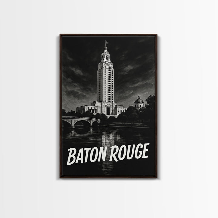 Baton Rouge Travel Poster, Canvas Print, Vintage Noir Poster Art, Baton Rouge City Art, City Art Print, Retro Travel Print, Poster Art