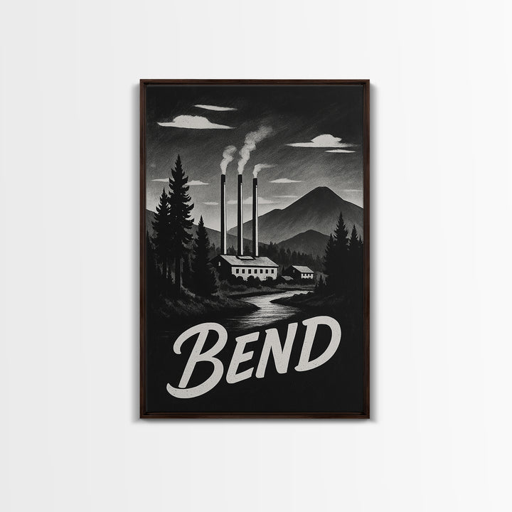 Bend Oregon Travel Poster, Canvas Print, Vintage Noir Poster Art, Bend City Art, Fine Art Print, Vintage Travel Print, Vintage City Poster