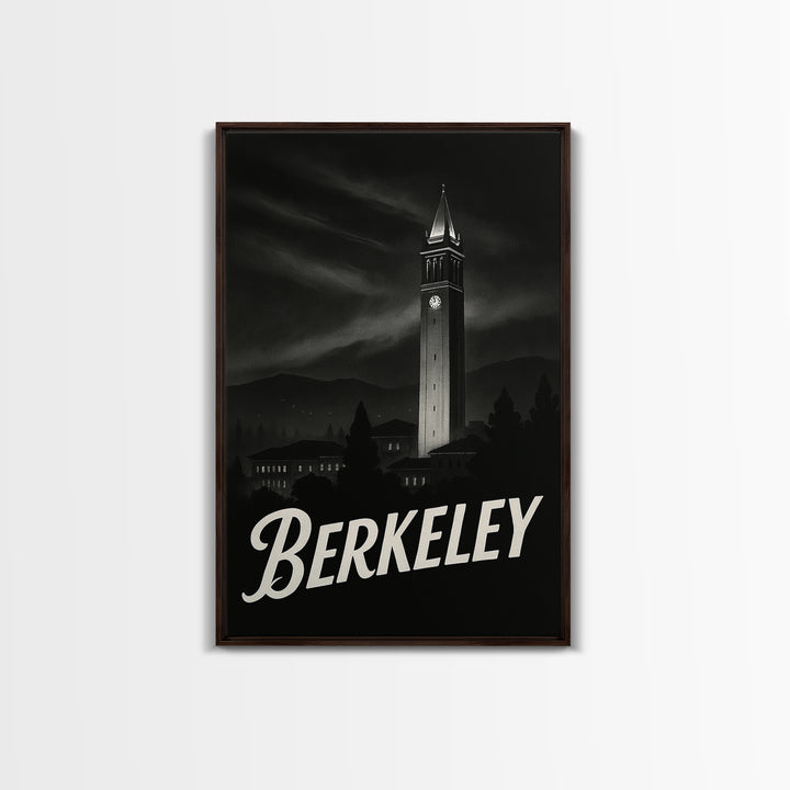 Berkeley California Travel Poster, Canvas Print, Dark Moody City Wall Art, Berkeley Wall Art, Wanderlust Decor, Travel Poster Set, Wall Art