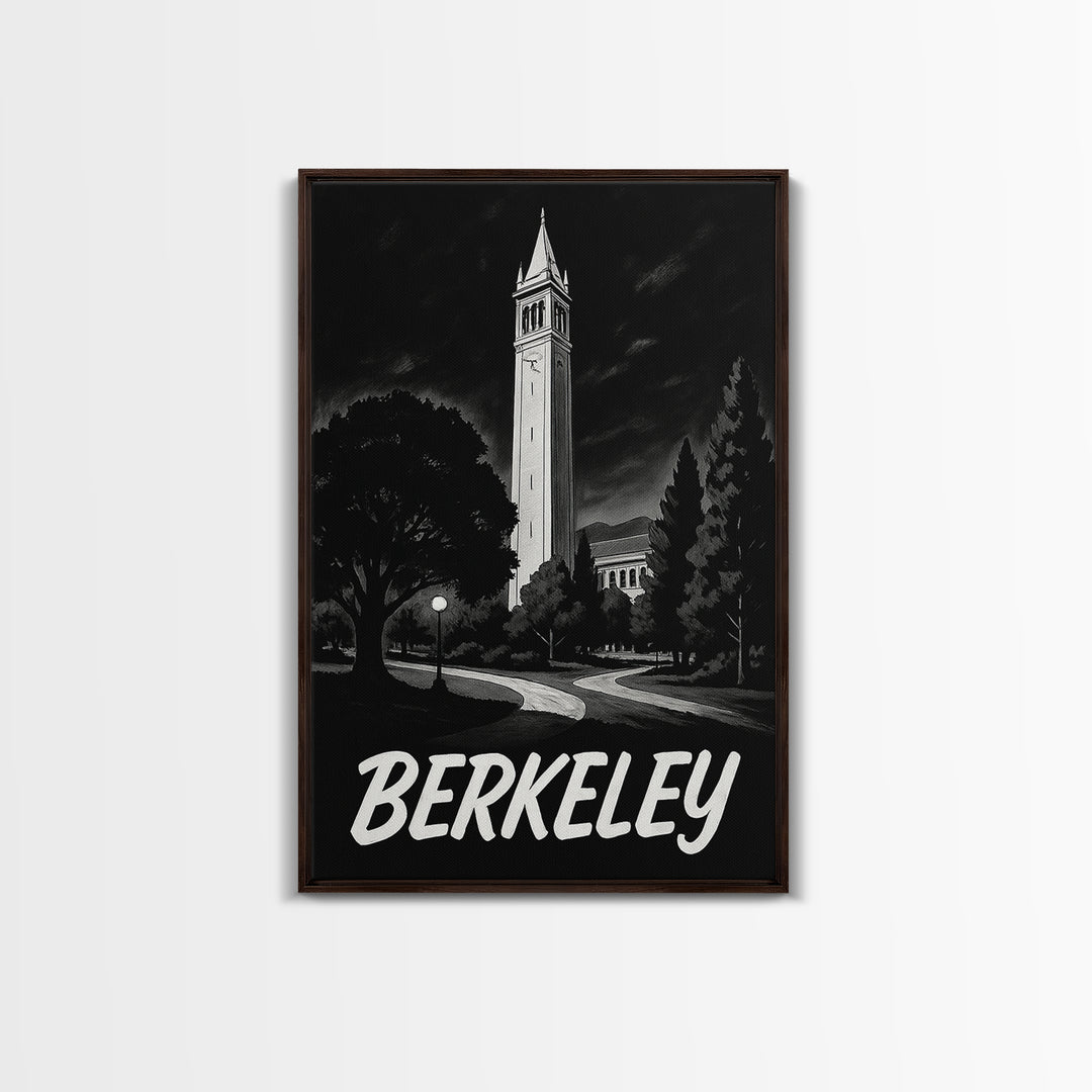 Berkeley Travel Poster, Canvas Print, Night Street Poster Art, Berkeley Wall Art, Home Office Decor, Travel Wall Decor, Gift For Travelers