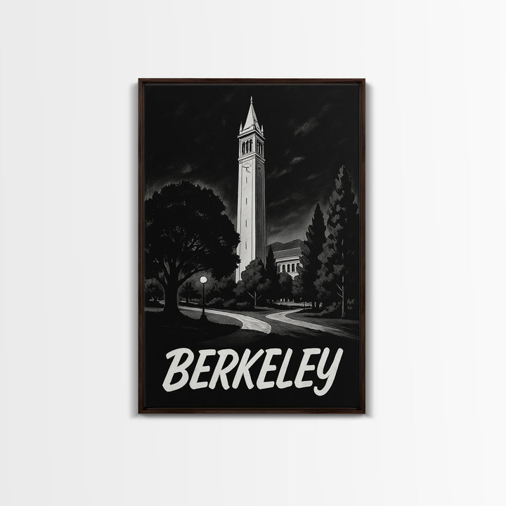 Berkeley Travel Poster, Canvas Print, Night Street Poster Art, Berkeley Wall Art, Home Office Decor, Travel Wall Decor, Gift For Travelers