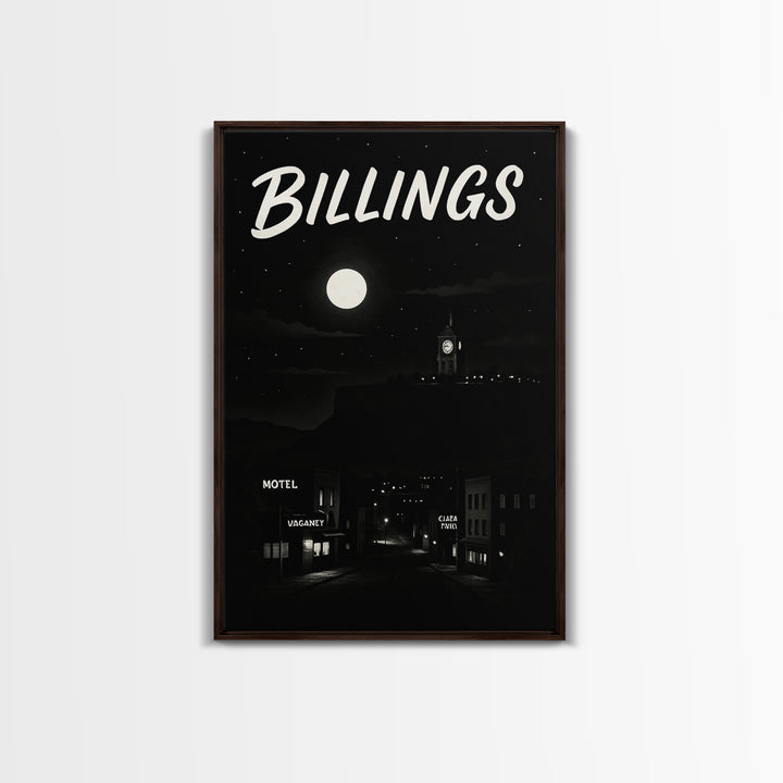 Billigns Travel Poster, Framed Canvas Print, Night Street Poster Art, Billigns Travel Art, City Travel Prints, Living Room Wall Art