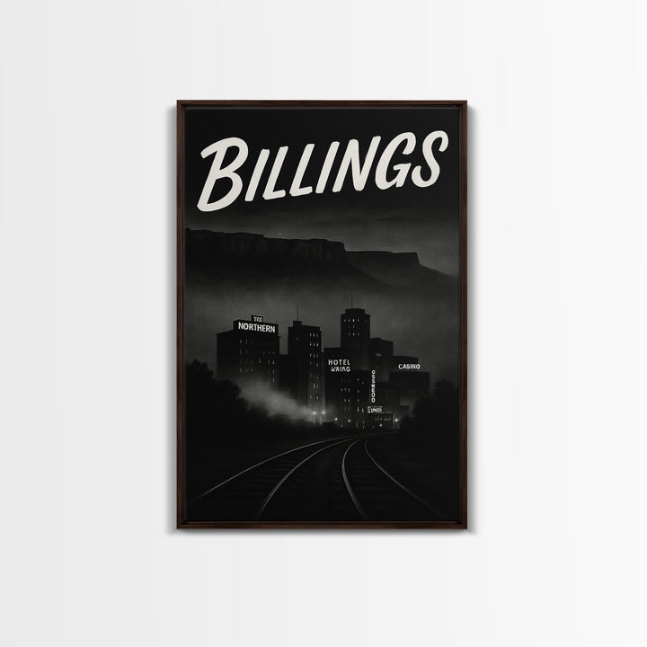 Billings Travel Poster, Canvas Print, Vintage Noir Poster Art, Billings Poster Print, Travel Wall Art, Mid Century Wall Art, Art Print