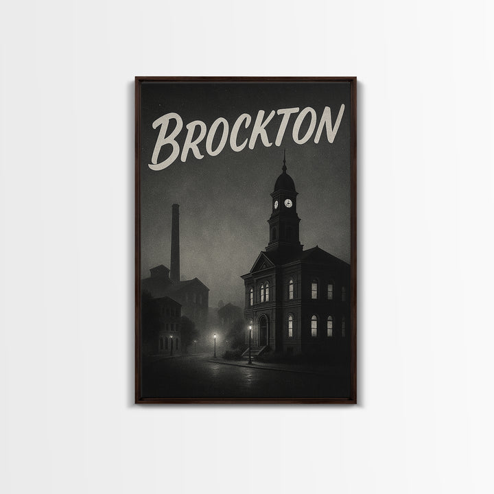Brockton Massachusetts Travel Poster, Canvas Print, Vintage Noir Poster Art, Brockton City Art, Travel Prints, Travel Wall Art, Art Print