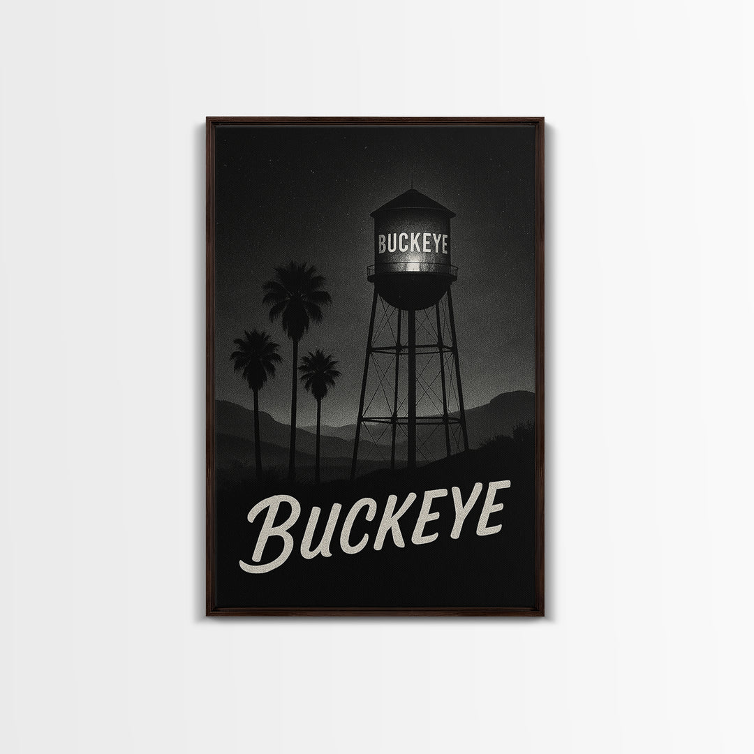 Buckeye Arizona Travel Poster, Framed Canvas Print, Black And White Travel Art, Buckeye Art Print, Travel Wall Decor, Home Office Decor