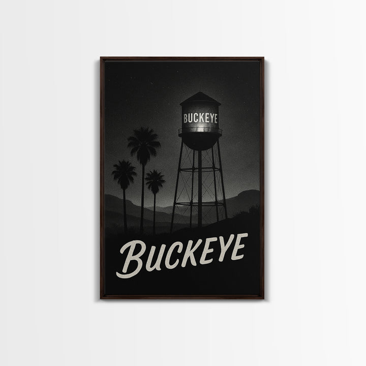 Buckeye Arizona Travel Poster, Framed Canvas Print, Black And White Travel Art, Buckeye Art Print, Travel Wall Decor, Home Office Decor